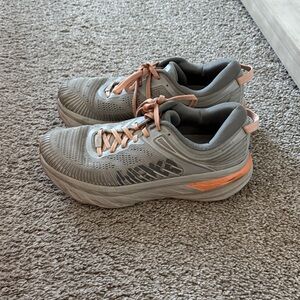 Hoka Gray and Pink Athletic Shoes